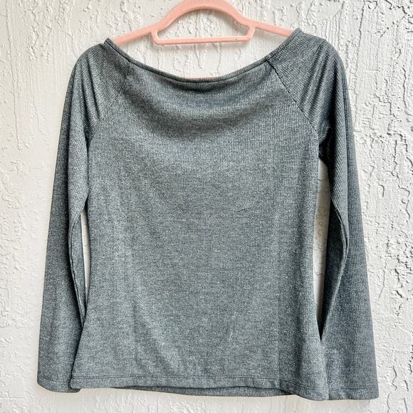 NWT Banana Republic Off The Shoulder Ribbed Knit Pullover Top Gray Women's XS - Picture 5 of 5